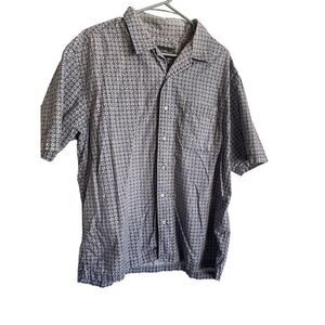 Eddie Bauer Mens Purple & White Geometric Short Sleeve Button Down Shirt Large